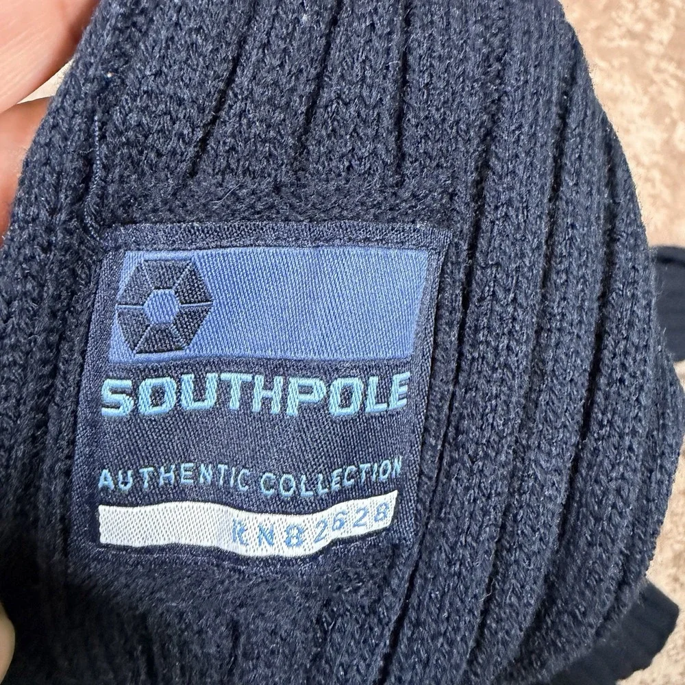 Southpole Sweater Mens Large Navy Turtleneck Ribbed VTG‎ Y2K Rib Knit Pullover